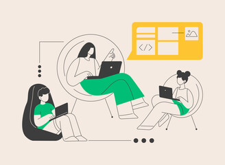 Computer programming camp abstract concept vector illustration.