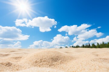 Fototapeta na wymiar Idyllic tropical beach with pristine fine golden sand shining under the radiant summer sun