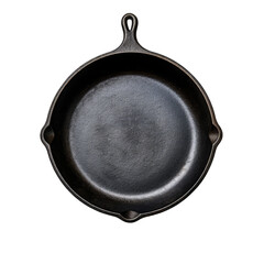 Rustic Cast Iron Skillet. A Well. Seasoned Rustic Cast Iron Skillet Isolated to Highlight Its Durability and Cooking Versatility.. Cutout PNG.