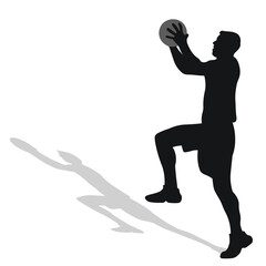 Basketball, black silhouette of an athlete basketball player with a ball