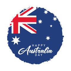 Obraz na płótnie Canvas Happy Australia day with flag on map 