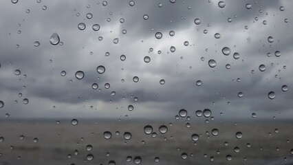 Water drops on window glass.
