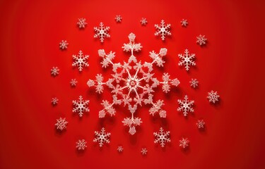Fototapeta na wymiar christmas snowflake isolated on red background,