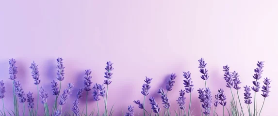 Muurstickers flowers on lavender background, © olegganko