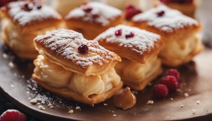 Obraz na płótnie Canvas delicious puff pastry desserts 