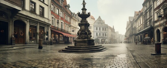 Fototapeta na wymiar city square with fountain