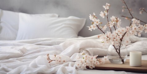 image of a bed with white blankets,