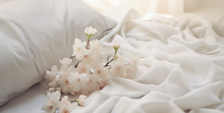 image of a bed with white blankets,