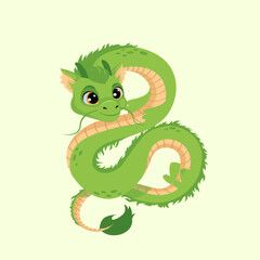 Cute vector green chinese dragon. vector year of the dragon zodiac symbol vector illustration