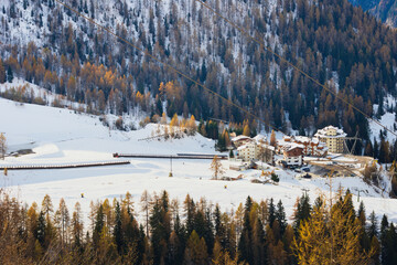 Obraz na płótnie Canvas Snow-covered village. Ski resort. Foppolo, Bergamo Alps, Italy