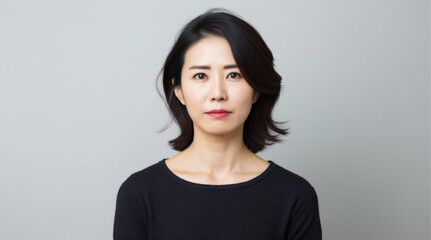 Fototapeta premium 45 year old asian woman not smiling, no glasses