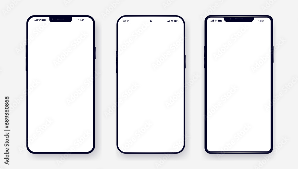 Fototapete vector mobile phone mockups - collection of various unbranded fictional smartphones with blank empty