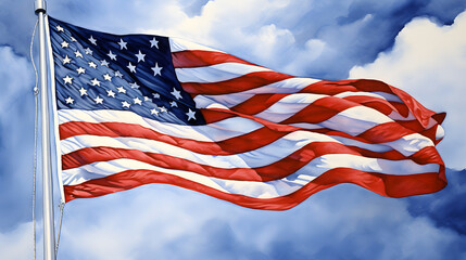 american flag waving in wind