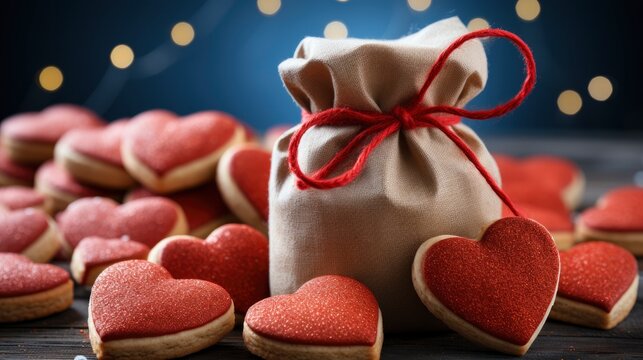 Red Heart Gigner Cookies Box Valentine, Background Image, Desktop Wallpaper Backgrounds, HD