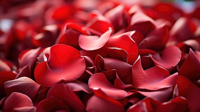 Red Heart Shaped Rose Petals, Background Image, Desktop Wallpaper Backgrounds, HD