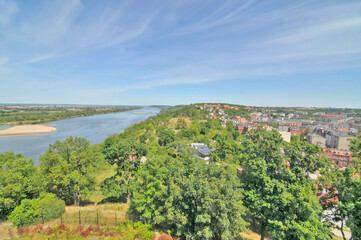 Fototapeta na wymiar Panorama of Grudziądz from the side of the Vistula River