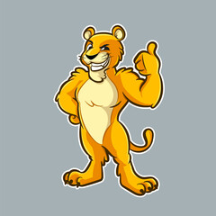puma mascot cartoon with good hand