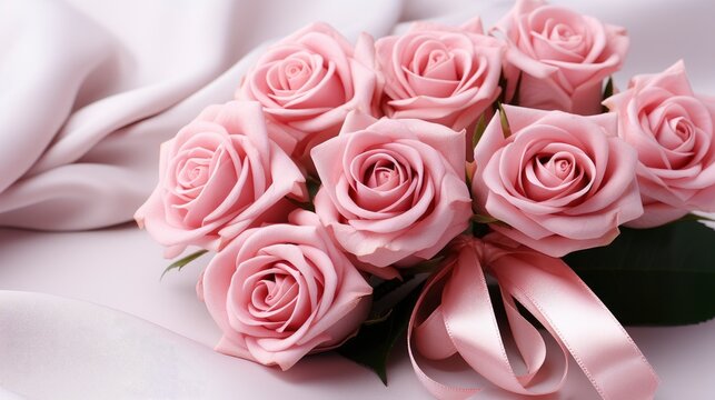 Pink Dried Roses On White Background, Background Image, Desktop Wallpaper Backgrounds, HD