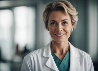 portrait of young beautiful female American doctor in hospital, confident and smiling

