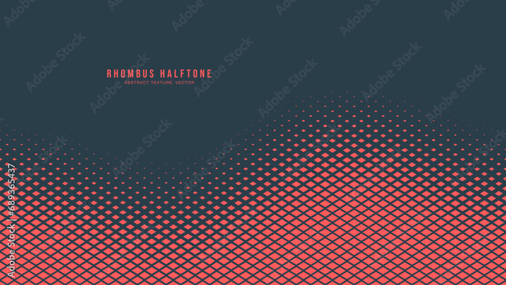 Poster halftone checkered rhombus pattern vector smooth warped border red stylish abstract background. grap