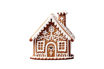 Homemade Gingerbread House on White Background
