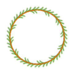 Christmas round floral wreath frame. Winter holiday decoration