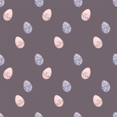 Seamless pattern with Easter eggs on a dark background. Vector illustration
