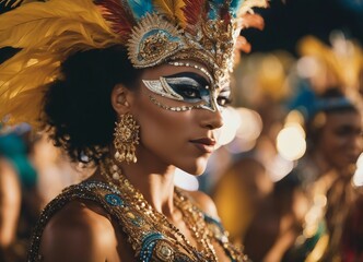 portrait of a woman dancer at rio carnival
