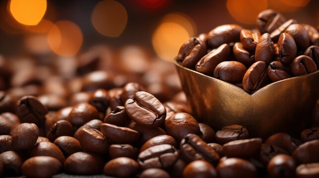 Heart Shape Made Coffee Beans Roasted, Background Image, Desktop Wallpaper Backgrounds, HD