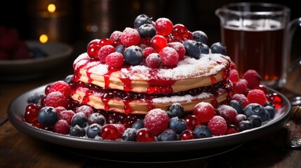 Heart Shaped Pancakes Berries Currant Honey, Background Image, Desktop Wallpaper Backgrounds, HD