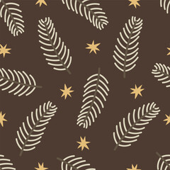 holiday seamless pattern with fir branches. Colorful vector, flat style. hand drawing. design for fabric, print, wrapper