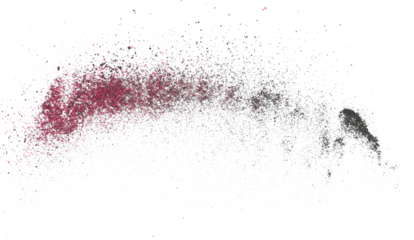 Colorful chalk pieces and powder flying, isolated on white, clipping path