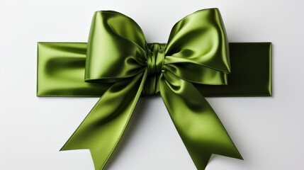 Decorational Green Ribbon Gift Bow Isolated, Background Image, Desktop Wallpaper Backgrounds, HD