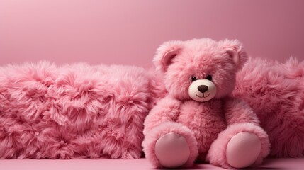 Decorative Gray Teddy Bear On Pink, Background Image, Desktop Wallpaper Backgrounds, HD