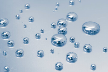 mercury toxic metal, spilled drops of mercury