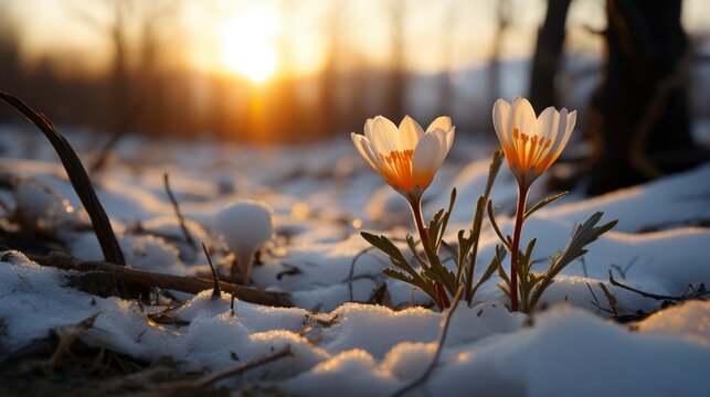Flower Blooming Under Snow Tulip, Background Image, Desktop Wallpaper Backgrounds, HD