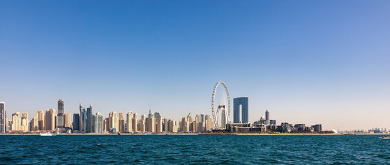 Dubai skyline panoramic  view from the sea