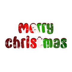 Merry Christmas sign with snowflakes decorations. Vector illustration 