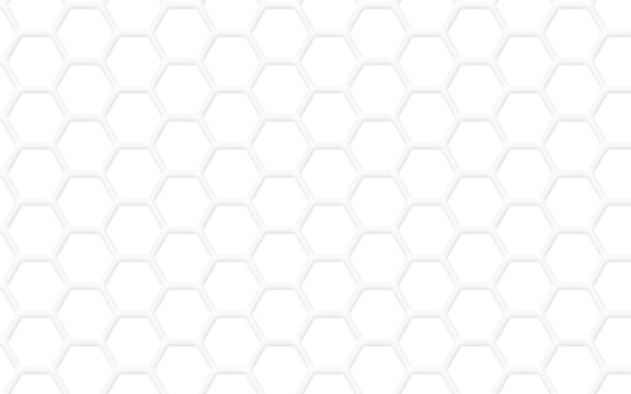 Honeycomb style background. Simple beehive seamless pattern. Illustration of flat geometric Hexagon symbol. Hexagon, hexagonal sign or cell icon. light grey and white color Hexagon background