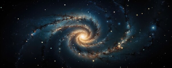 Spiral galaxy with blue and orange tones - obrazy, fototapety, plakaty