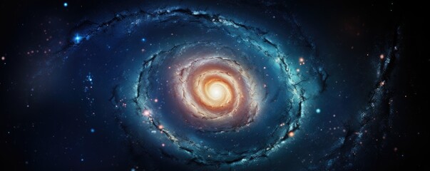 Spiral galaxy with blue and orange tones