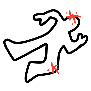 black outline crime scene with red blood clip art preview