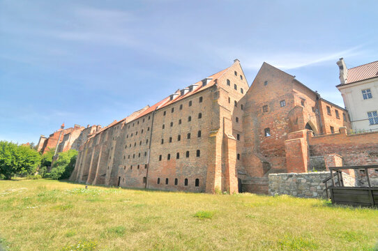 Historic granaries in the coastal city of Grudziądz, Poland
