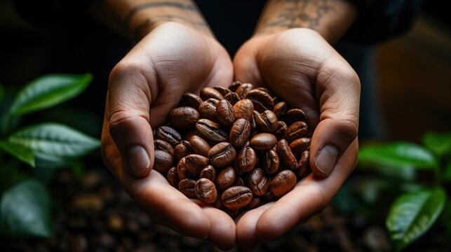 Coffee Beans Shape Heart Hand, Background Image, Desktop Wallpaper Backgrounds, HD