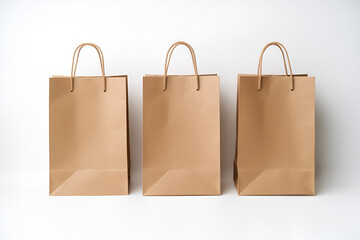 Folded paper bag with handle on white background generated AI