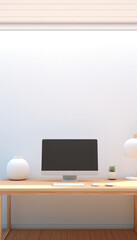 Obraz premium pc on desk in an empty room,