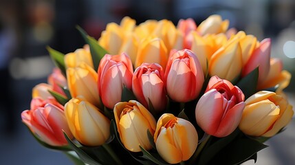 Colourful Bouquet Tulips, Background Image, Desktop Wallpaper Backgrounds, HD