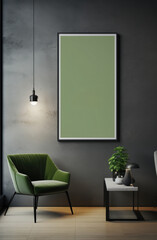 poster and shadow on wall mockup in room design,