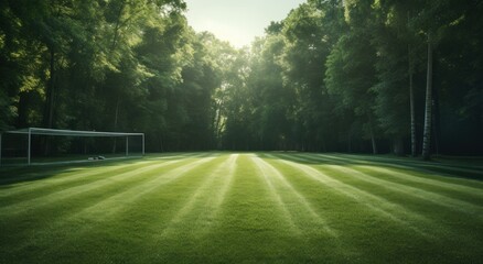 soccer field near the trees,