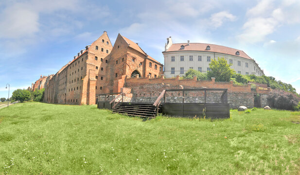 Historic granaries in the coastal city of Grudziądz, Poland